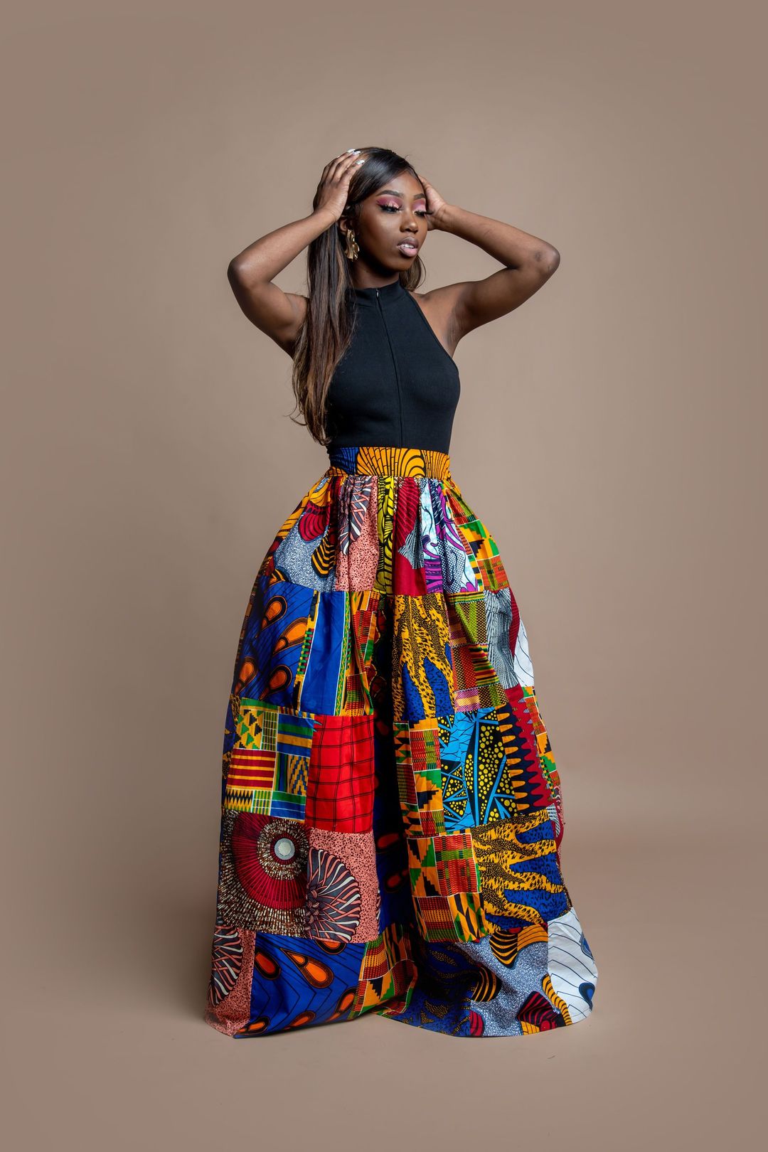 African long skirt, ankara skirt, maxi skirt, patchwork African skirt
