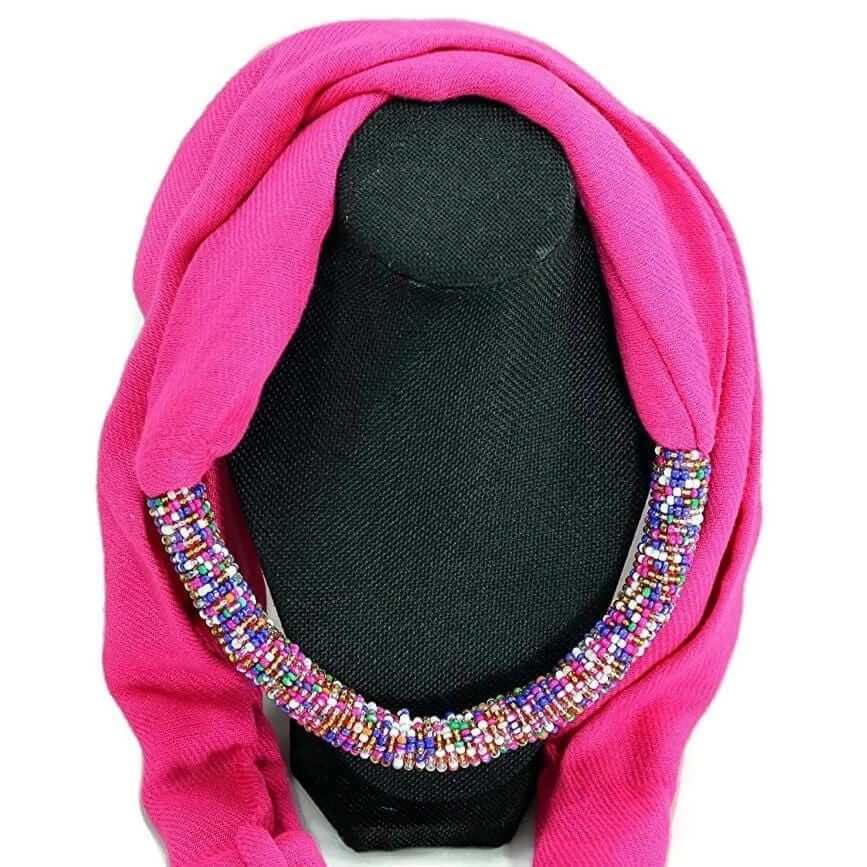 Maasai Beaded Scarf - Pink - Acts Africa