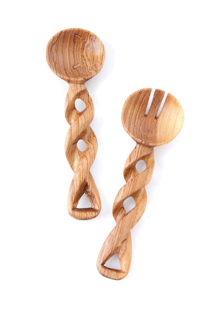 Small olive wood salad server