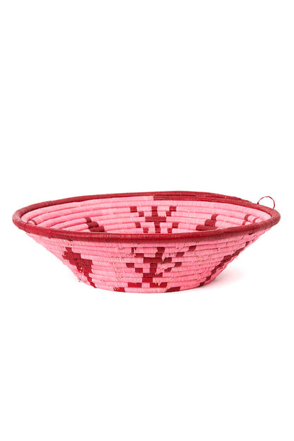 Handwoven sisal coiled Uganda raffia basket, sisal wall basket