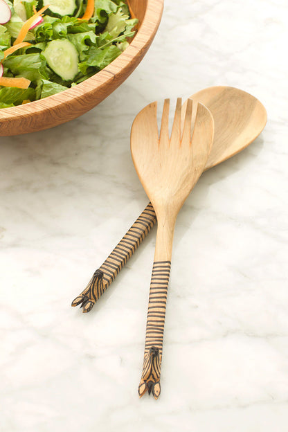 Olive wood salad spoon with giraffe head